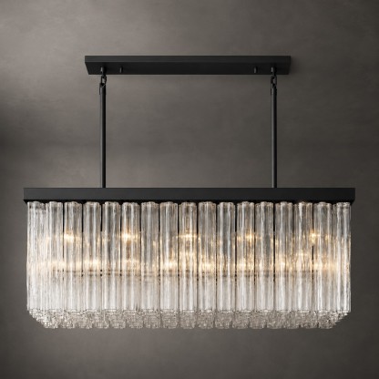 Calion 54-Inch Rectangular Fluted Glass Chandelier-Fullstarlighting