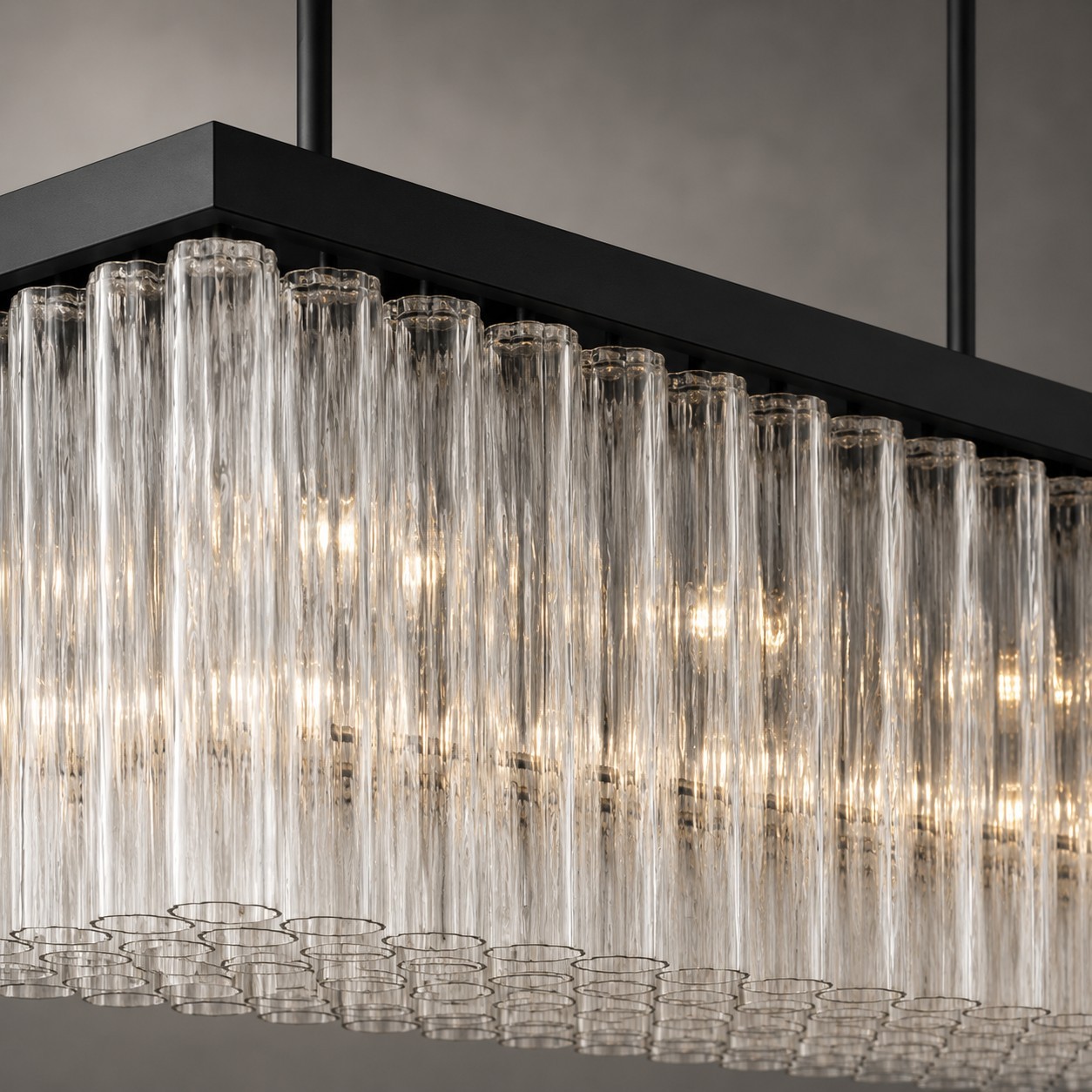 Calion 54-Inch Rectangular Fluted Glass Chandelier-Fullstarlighting