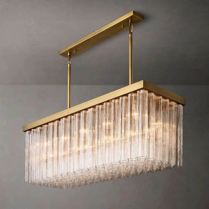 Calion 54-Inch Rectangular Fluted Glass Chandelier-Fullstarlighting