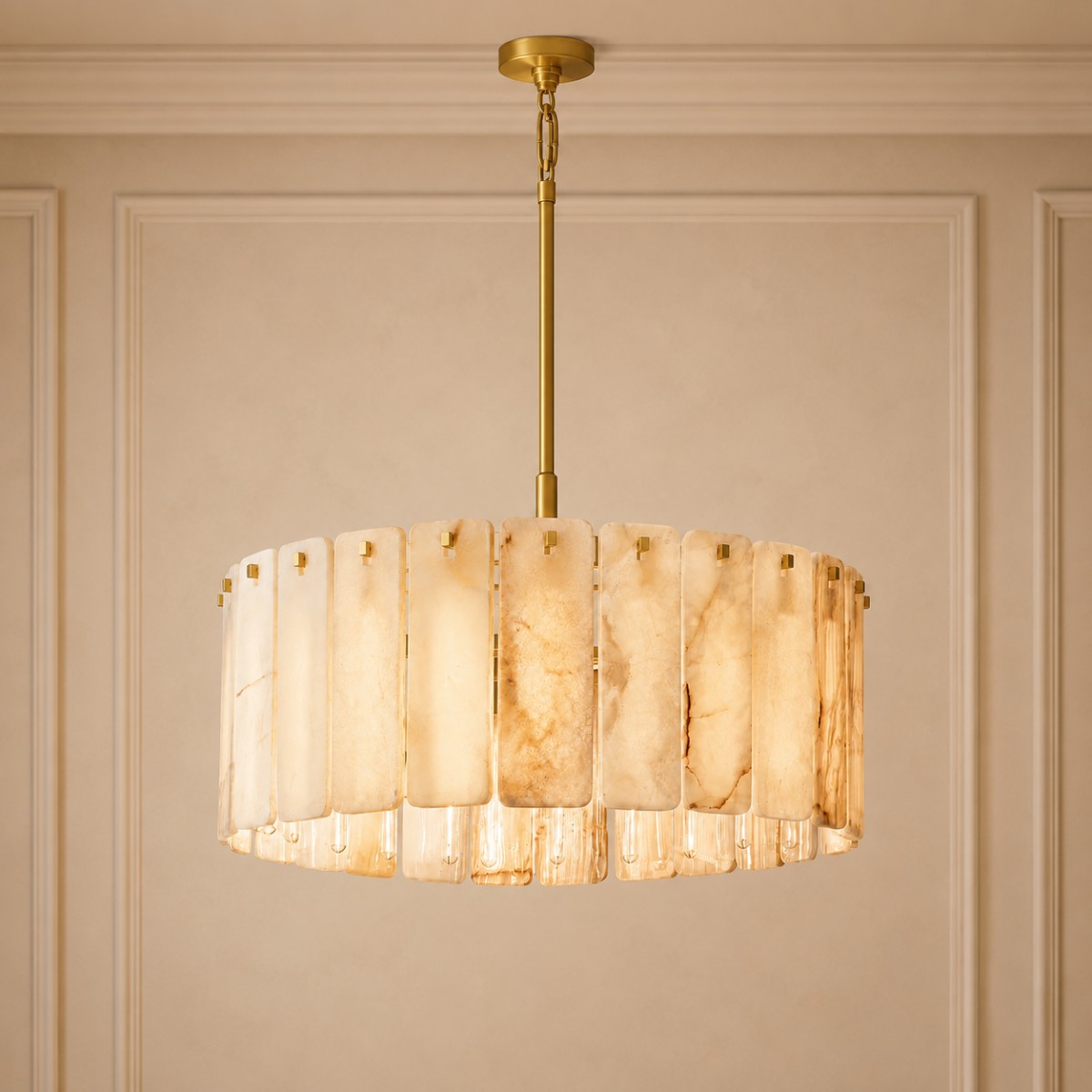Camela Alabaster Round Chandelier 36"D