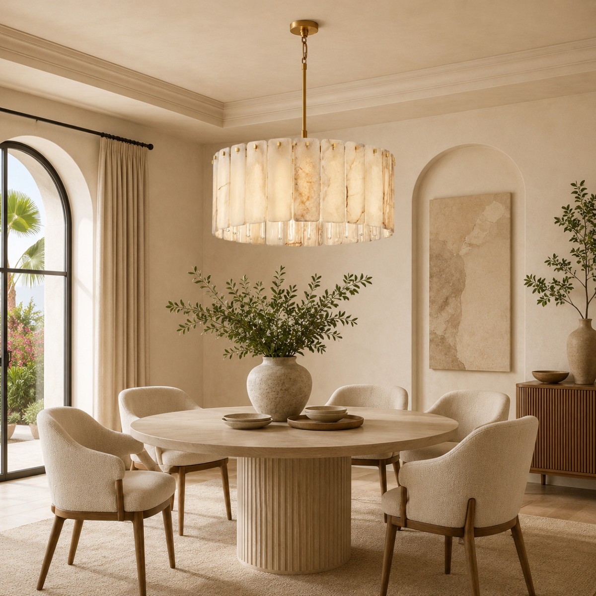 Camela Alabaster Round Chandelier 36"D