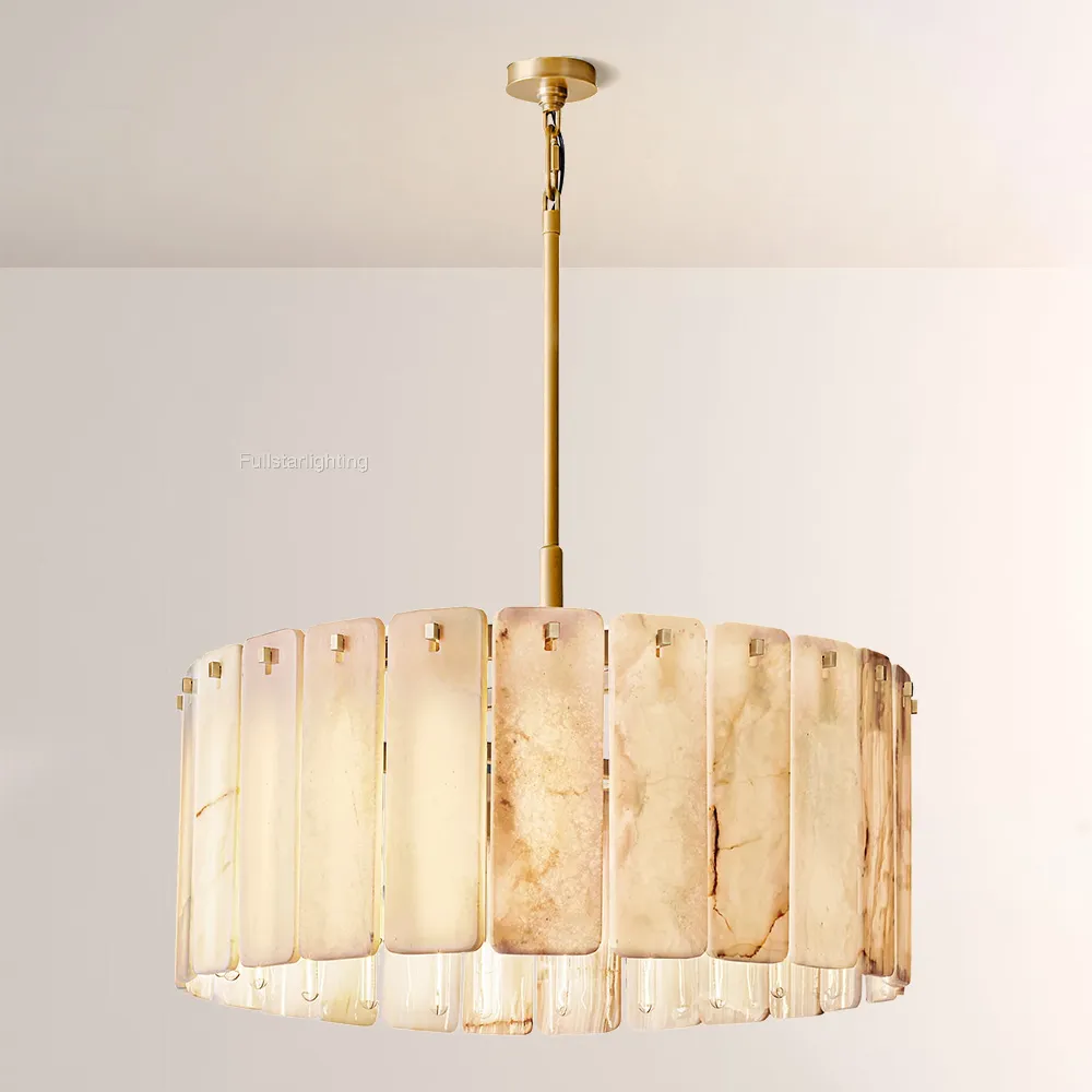 Camelot Alabaster  Round Chandelier 36"D