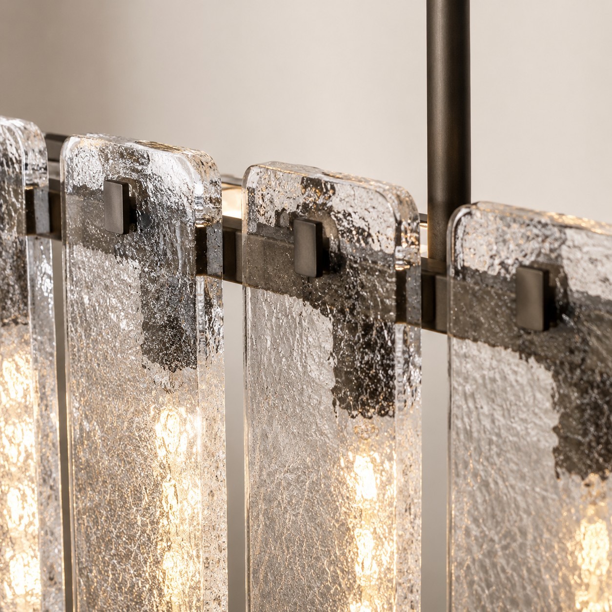 Camelot Rectangular Textured Glass Chandelier 72"W-Fullstarlighting