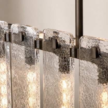 Camelot Rectangular Textured Glass Chandelier 72"W-Fullstarlighting