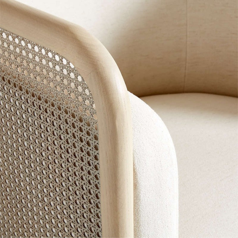 Cane Back Whitewash Swivel Accent Chair-Fullstarlighting