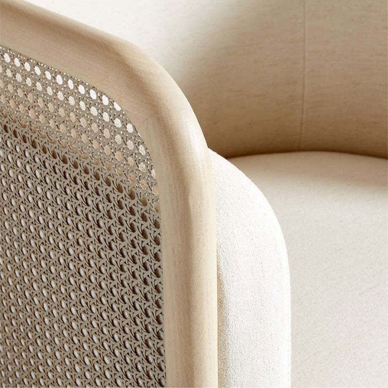 Cane Back Whitewash Swivel Accent Chair-Fullstarlighting