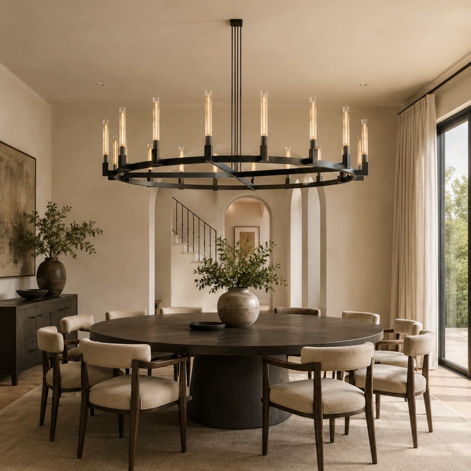 Candle Glass Round Chandelier 72"-Fullstarlighting