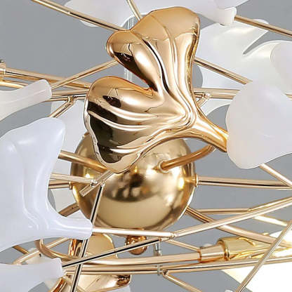 Ceramic Ginkgo Round Staircase Chandelier-Fullstarlighting