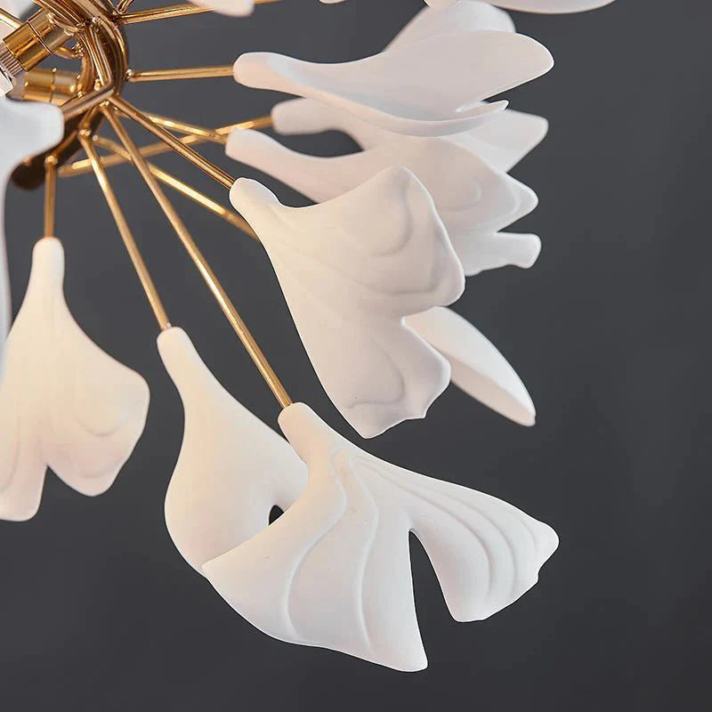 Ceramic Ginkgo Round Staircase Chandelier-Fullstarlighting