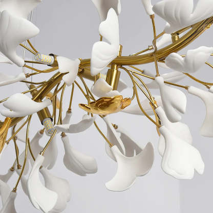 Ceramic Ginkgo Round Staircase Chandelier-Fullstarlighting