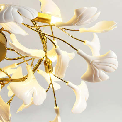 Ceramic Ginkgo Round Staircase Chandelier-Fullstarlighting