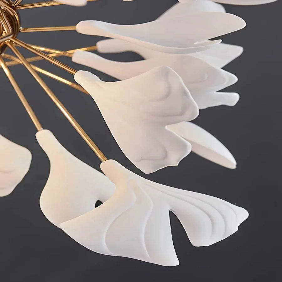 Ceramic Ginkgo Round Staircase Chandelier-Fullstarlighting