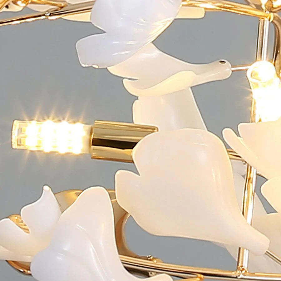 Ceramic Ginkgo Round Staircase Chandelier-Fullstarlighting