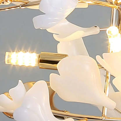 Ceramic Ginkgo Round Staircase Chandelier-Fullstarlighting