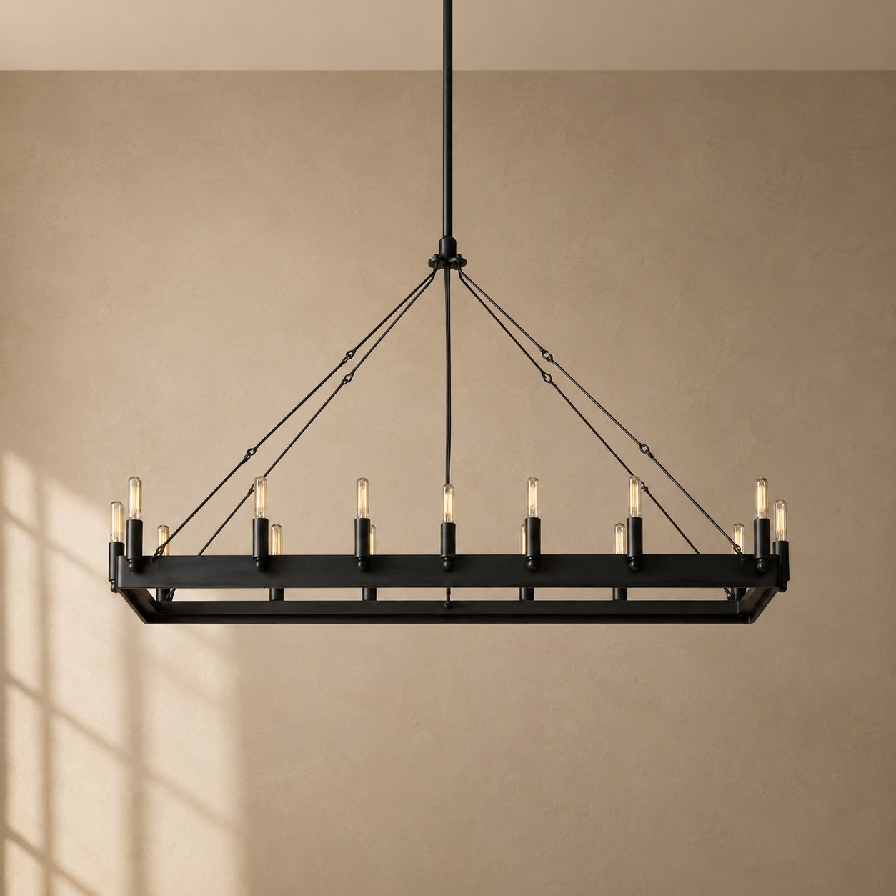 Cereak Vintage Filament Rectangular Chandelier