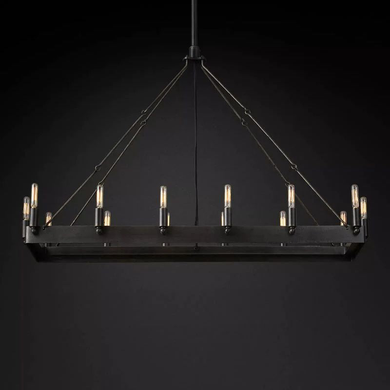 Cereak Vintage Filament Rectangular Chandelier