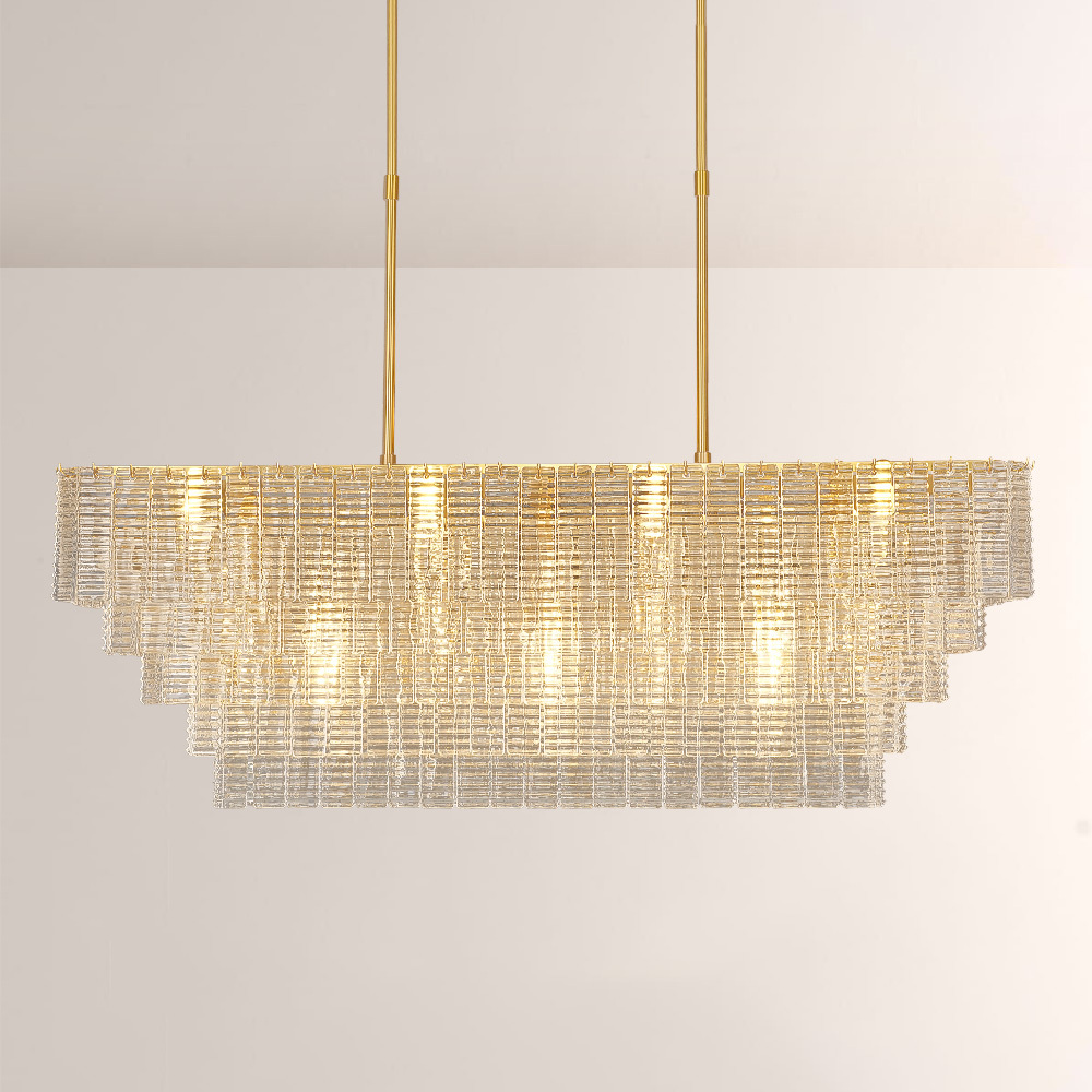 Chan Smoke Rectangle Chandelier 59"