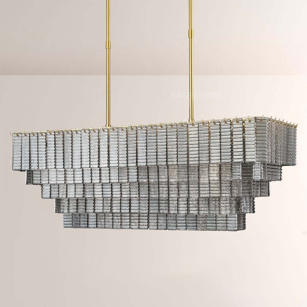 Chan Smoke Rectangle Chandelier 59"