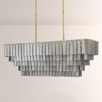 Chan Smoke Rectangle Chandelier 59"