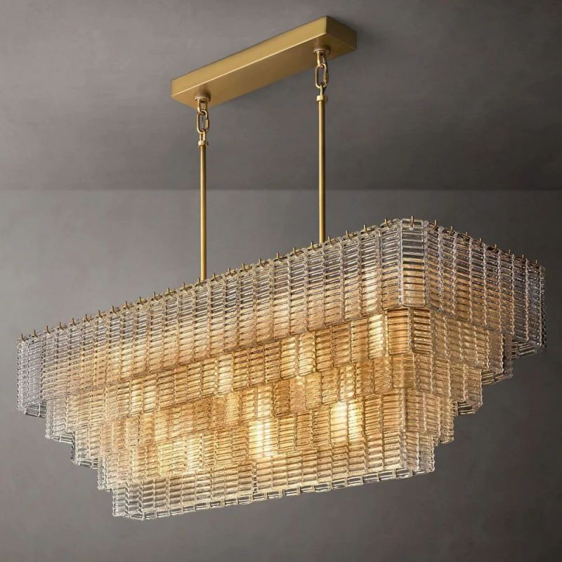 Chan Clear Rectangle Chandelier 59"-Fullstarlighting