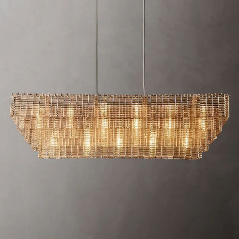Chan Clear Rectangle Chandelier 77"-Fullstarlighting