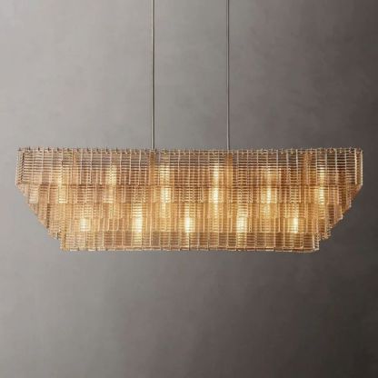 Chan Clear Rectangle Chandelier 77"-Fullstarlighting