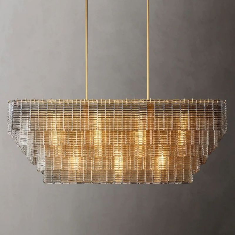 Chan Clear Rectangle Chandelier 59"-Fullstarlighting