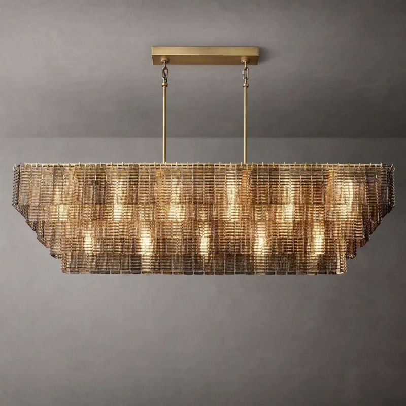 Chan Smoke Rectangle Chandelier 77"-Fullstarlighting