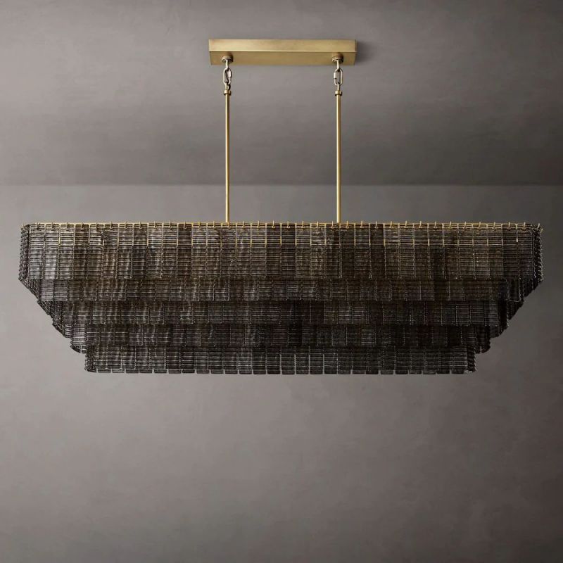 Chan Smoke Rectangle Chandelier 77"-Fullstarlighting