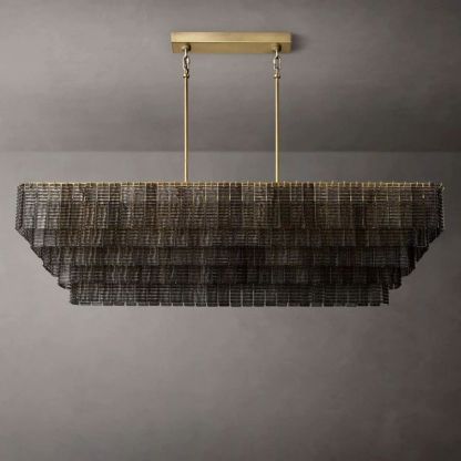 Chan Smoke Rectangle Chandelier 77"-Fullstarlighting