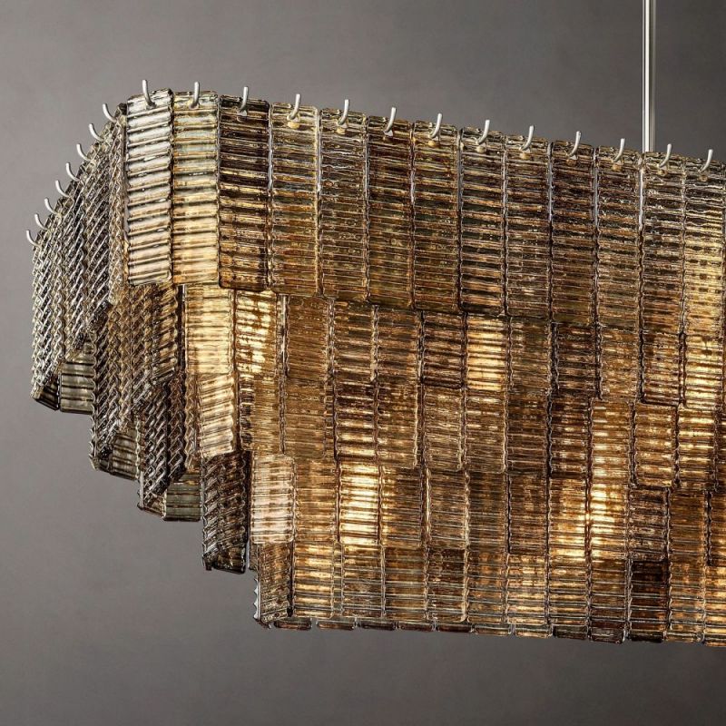 Chan Smoke Rectangle Chandelier 77"-Fullstarlighting
