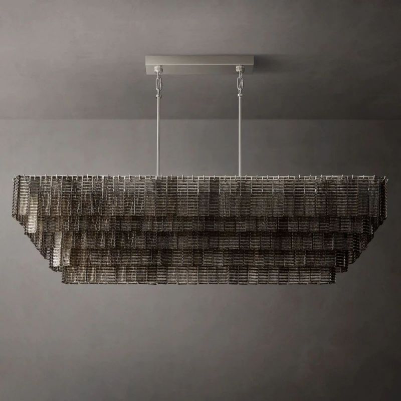 Chan Smoke Rectangle Chandelier 77"-Fullstarlighting