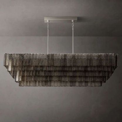 Chan Smoke Rectangle Chandelier 77"-Fullstarlighting