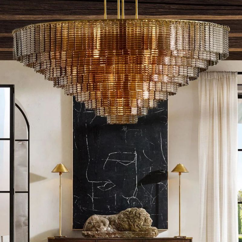 Chan Smoke Round Chandelier 52"-Fullstarlighting