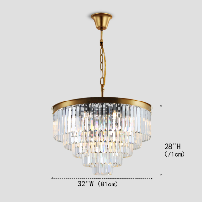 Olmavor 1920s-Style Multi-Tier Clear/Smoke Crystal Round Chandelier