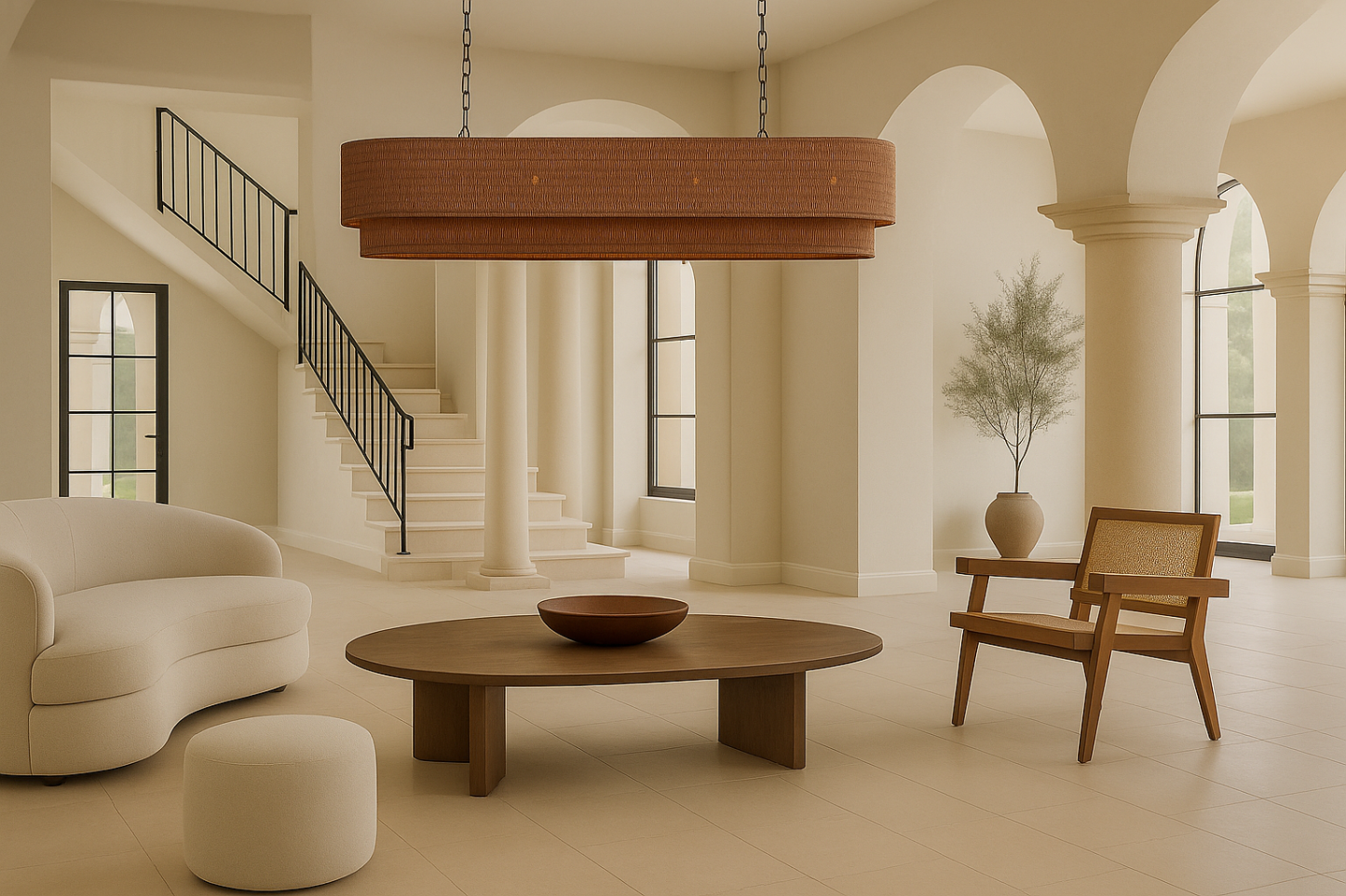 Nogy Rattan Beam  Chandelier