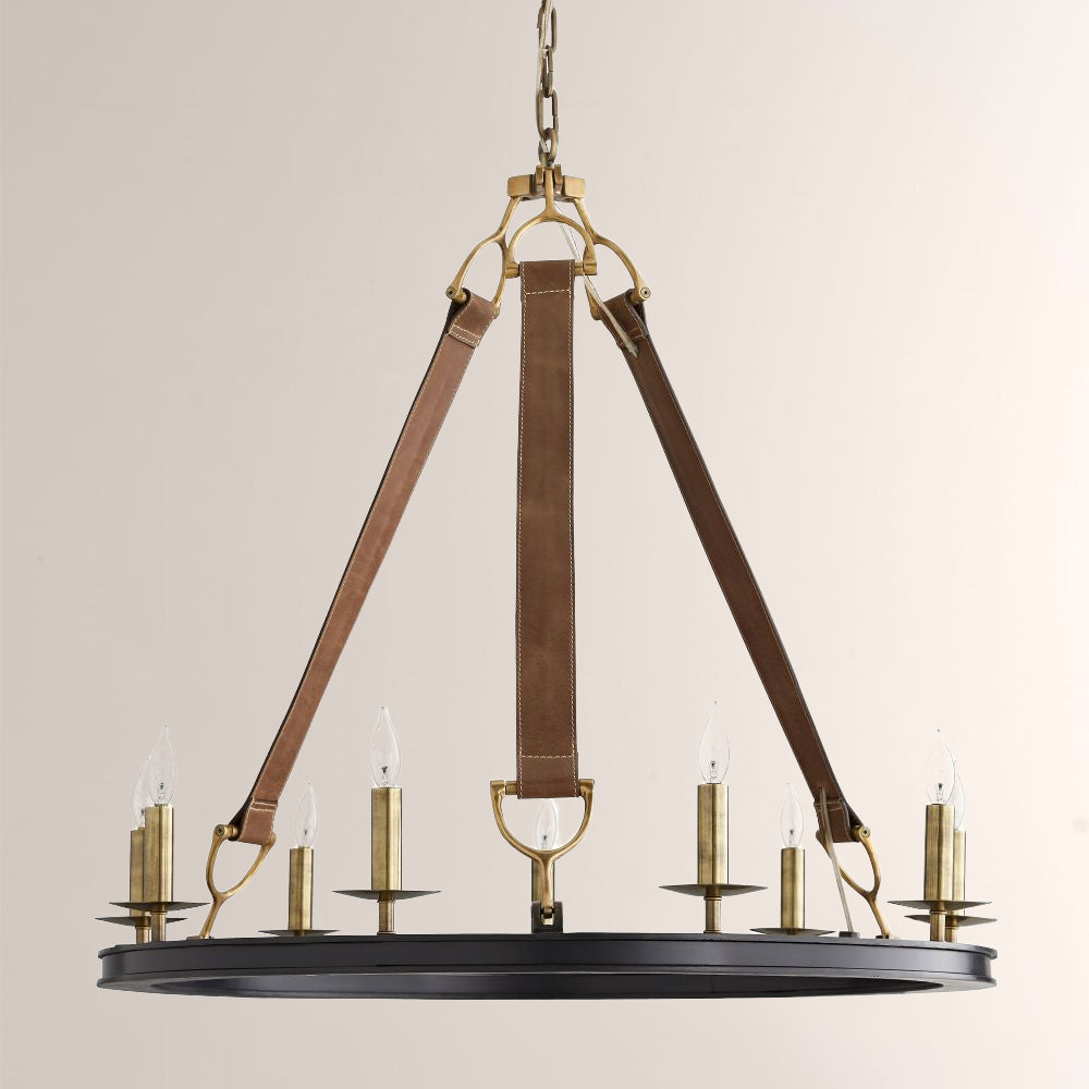 Cherton Round Leather Chandelier-Fullstarlighting