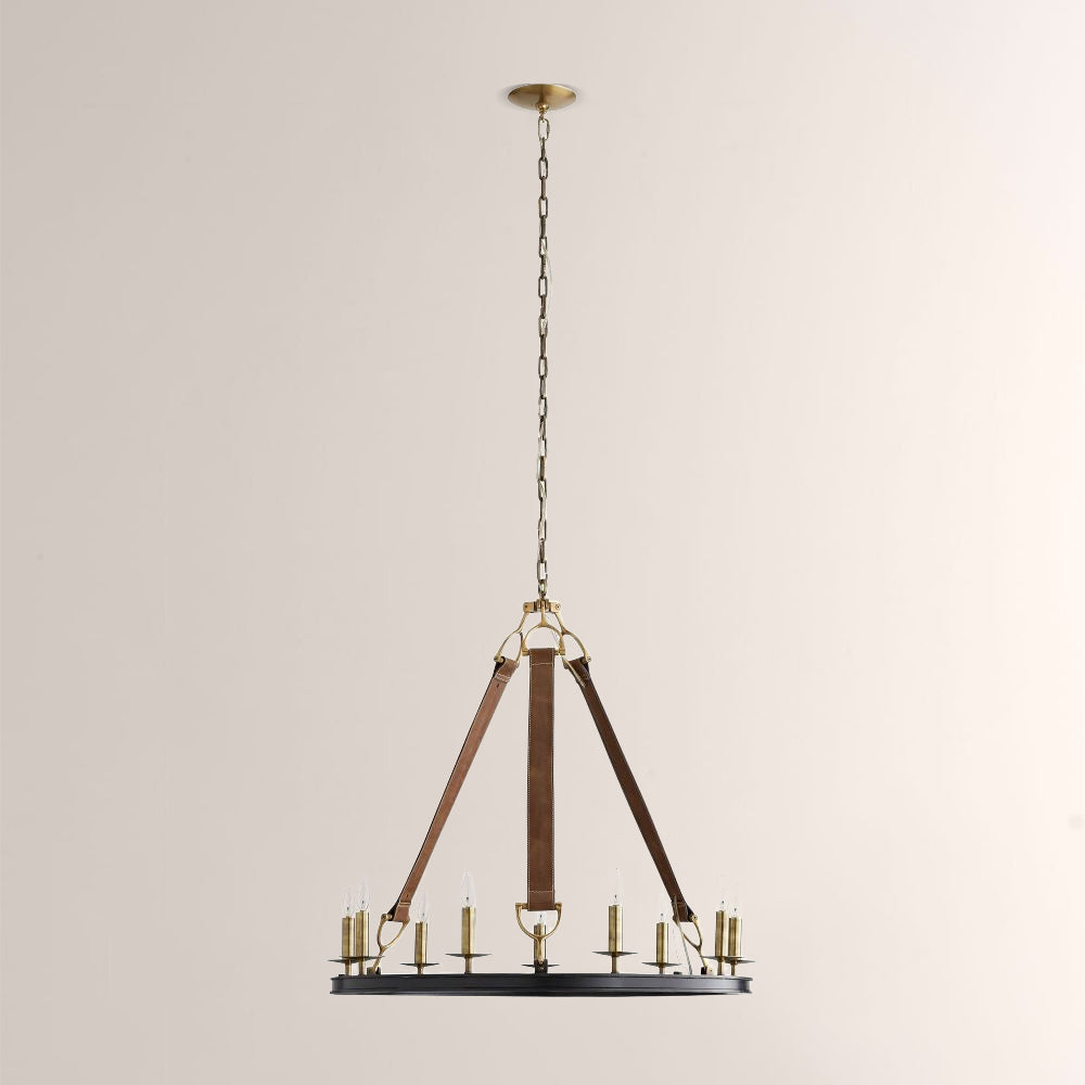 Cherton Round Leather Chandelier-Fullstarlighting