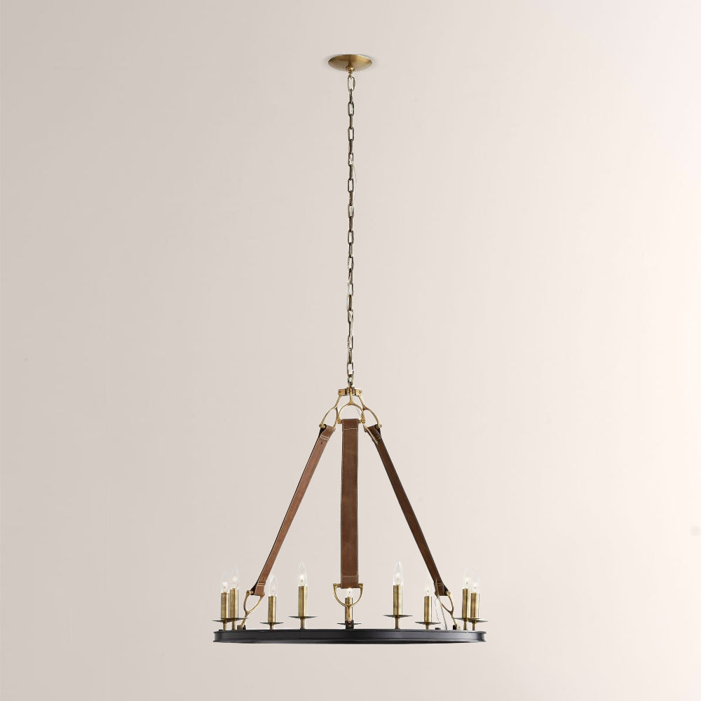 Cherton Round Leather Chandelier-Fullstarlighting