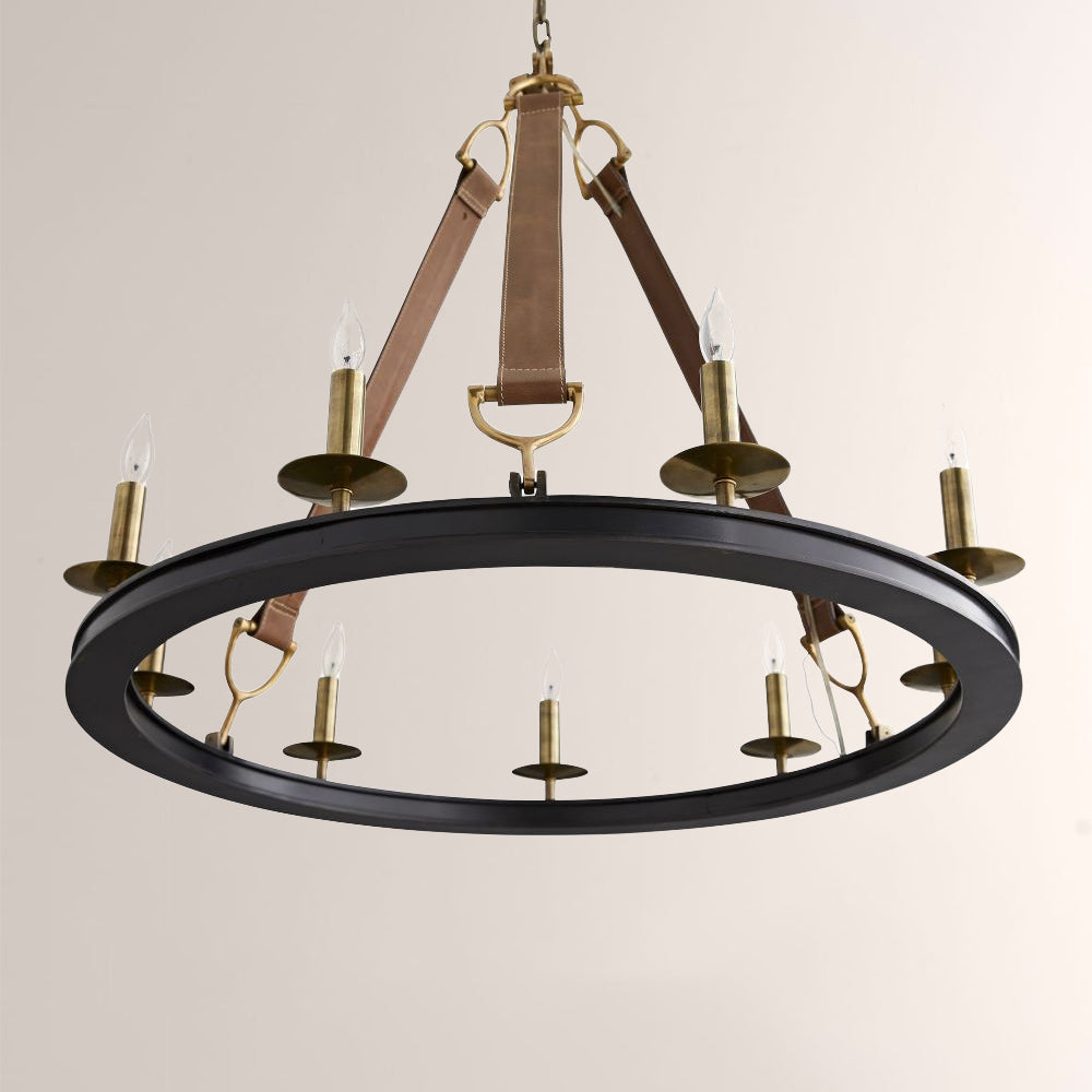 Cherton Round Leather Chandelier-Fullstarlighting