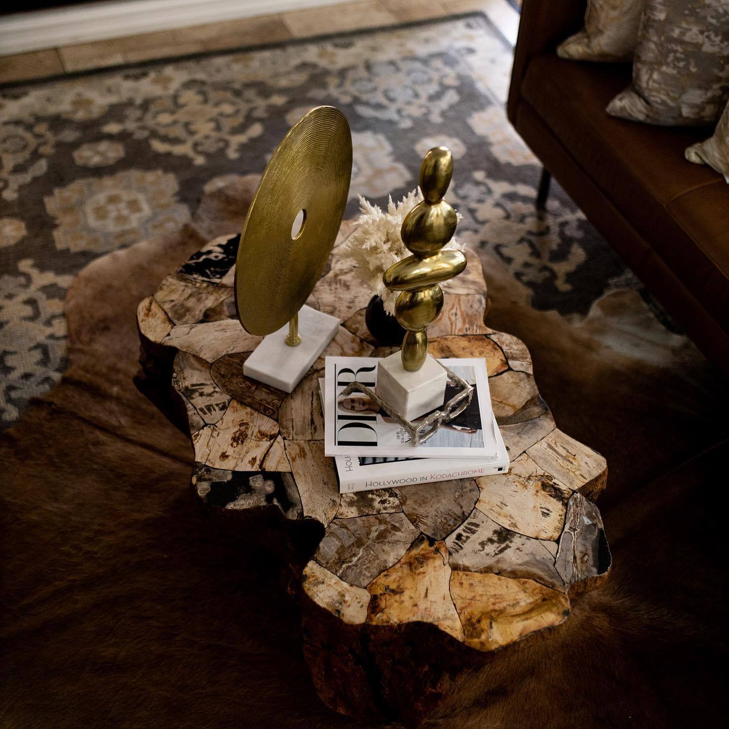 Clayhill Irregular Shape Coffee Table Petrified Wood Cocktail Table