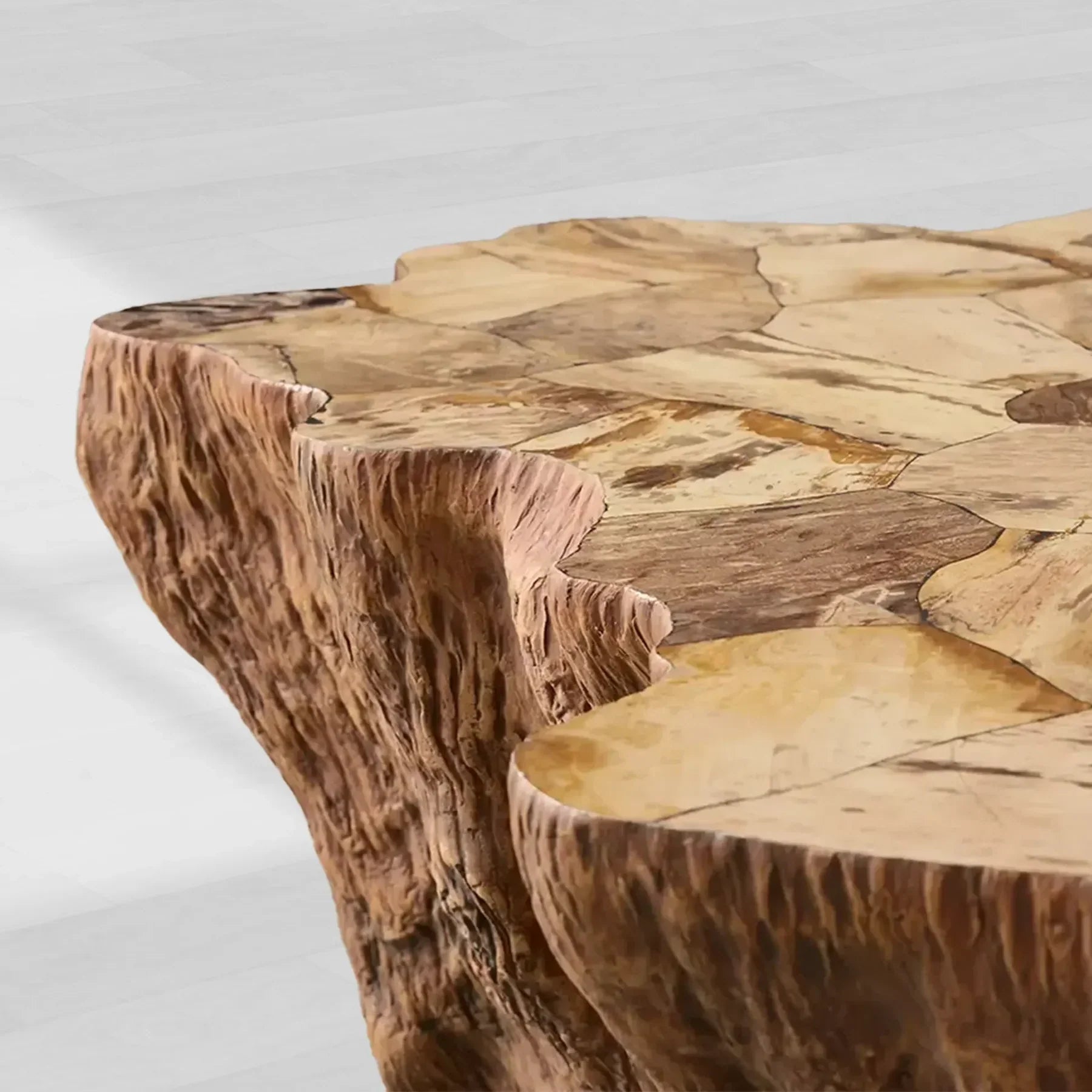 Clayhill Irregular Shape Coffee Table Petrified Wood Cocktail Table