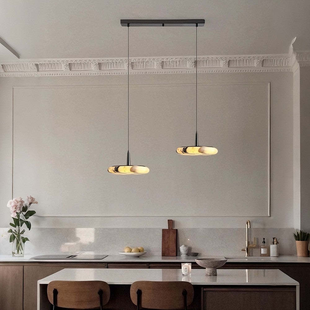 Collins Low-Profile Marble-Effect Linear Pendant(1/2/3-Head)-Fullstarlighting