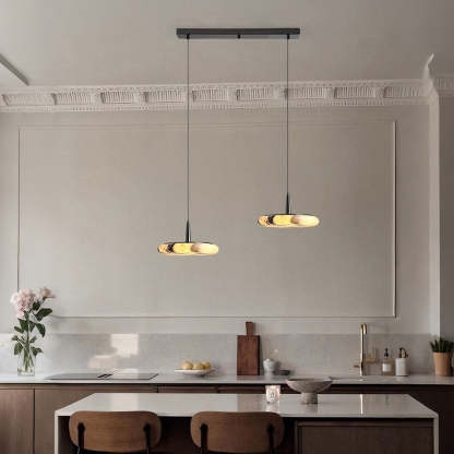 Collins Low-Profile Marble-Effect Linear Pendant(1/2/3-Head)-Fullstarlighting