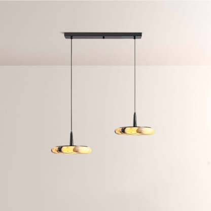 Collins Low-Profile Marble-Effect Linear Pendant(1/2/3-Head)-Fullstarlighting