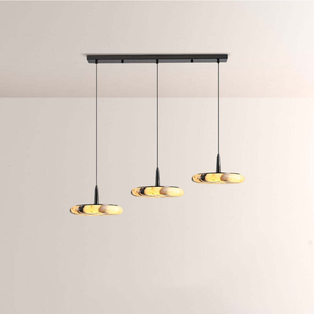 Collins Low-Profile Marble-Effect Linear Pendant(1/2/3-Head)-Fullstarlighting