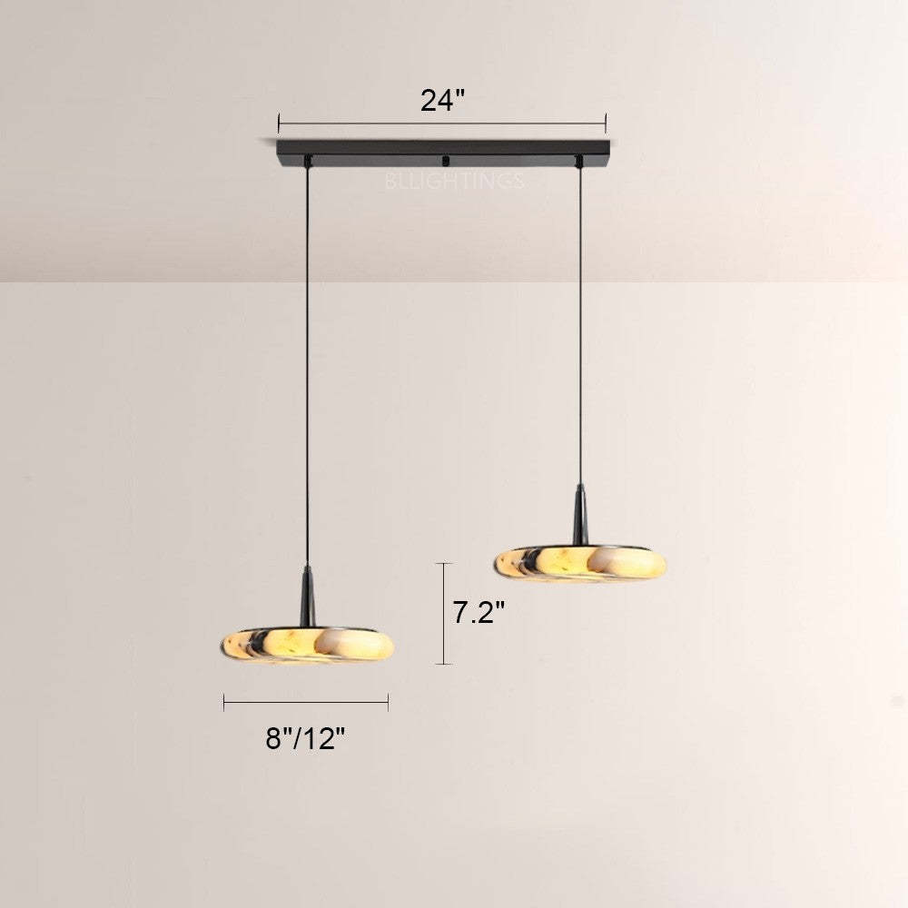 Collins Low-Profile Marble-Effect Linear Pendant(1/2/3-Head)-Fullstarlighting