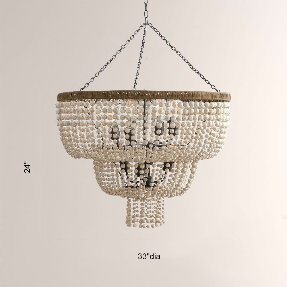 Crane Three-layer Round Beads Chandelier-Fullstarlighting