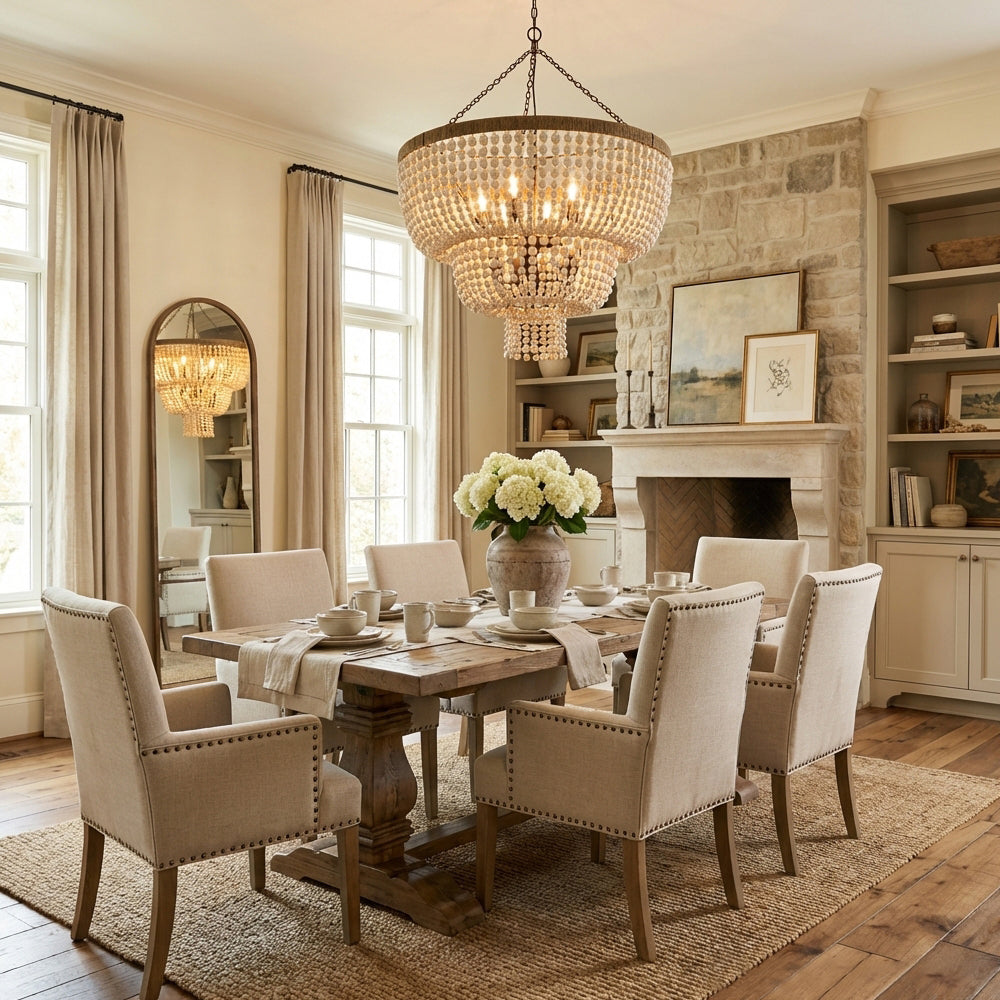 Crane Three-layer Round Beads Chandelier-Fullstarlighting