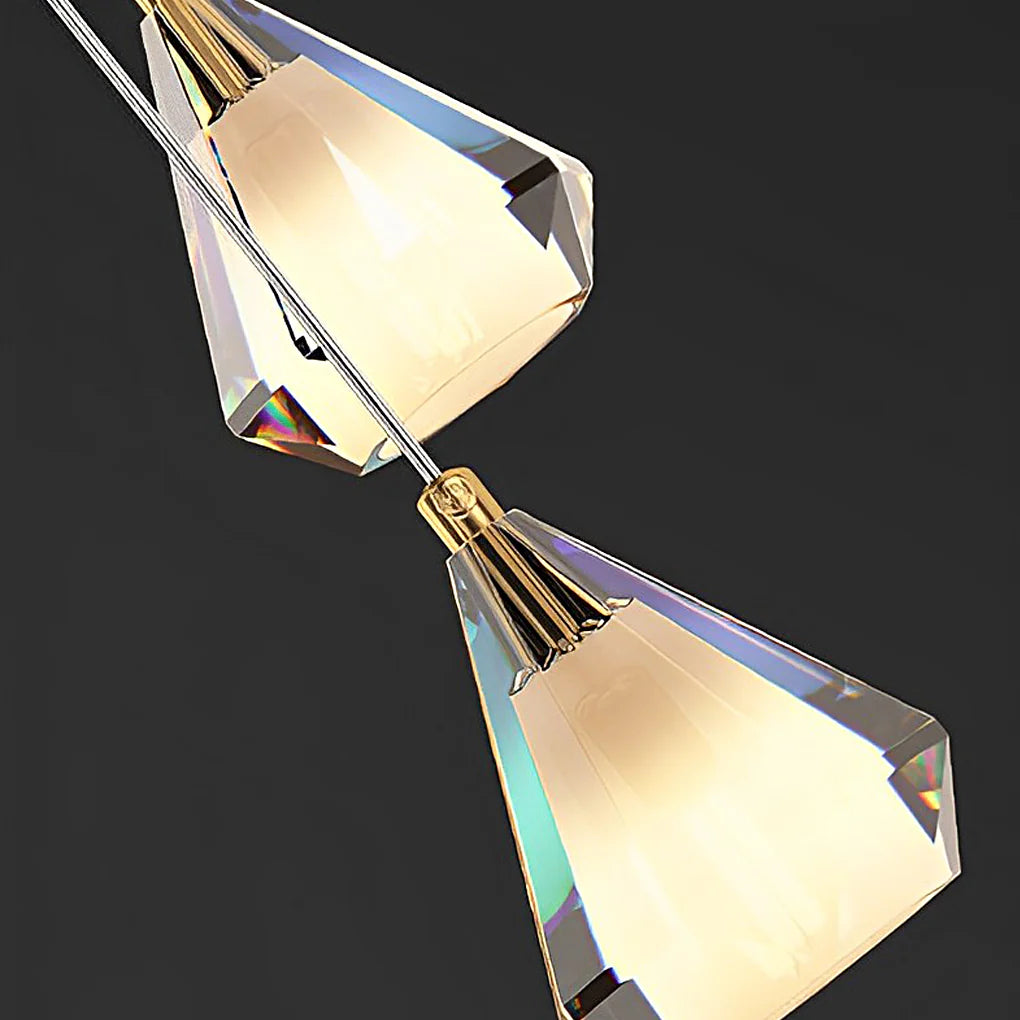 Creative Crystal Shade Three Step Dimming Nordic Staircase Chandelier-Fullstarlighting